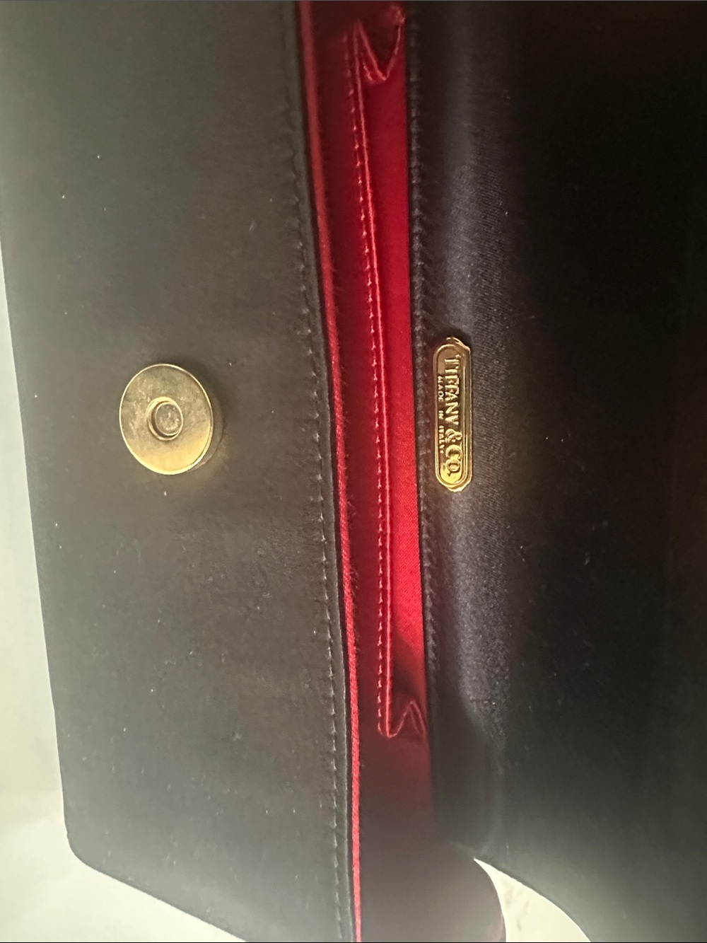 Tiffany & Co classic  Black Satin Envelope Clutch with Gold Accent - Picture 2 of 4